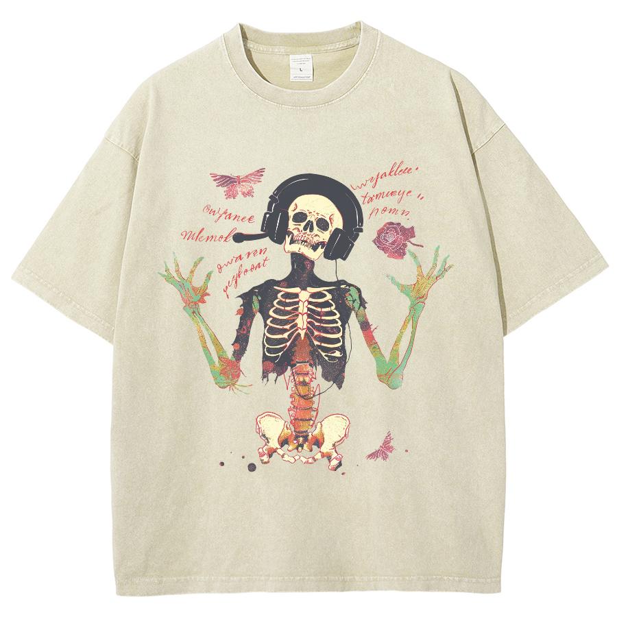 Футболка с принтом черепа и бабочки, мужская, винтажная, потертая, с короткими рукавами, с принтом, футболки, футболки для пар