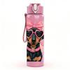 1PC Dachshund Dog Pink Bow Heart Print 750ml Color Plastic Sports Water Bottle Leakproof Flip Straw Lid Suitable for Sports Office Home Use