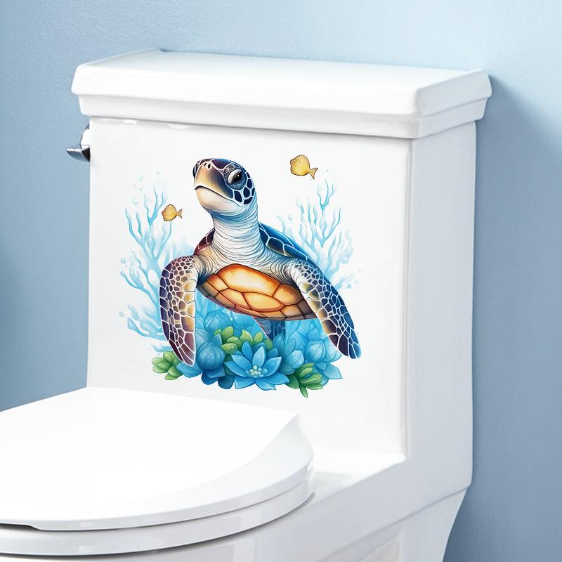Photo of Turtle Toilet Sticker Ceramic Tile Water Tank Decoration Self-adhesive Sticker
