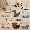 Original Embroidery Label Self-Adhesive Patch Cute Sausage Dog Mobile Phone Case Accessories Embroidery Sticker Accessories Patch Cloth Sticker