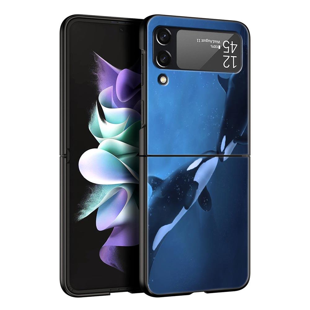 Океанская косатка милая косатка Чехол для телефона Samsung Galaxy Z Flip3 Flip4 Flip5 PC Корпус для Z Flip 3 4 5 Жесткая складная крышка