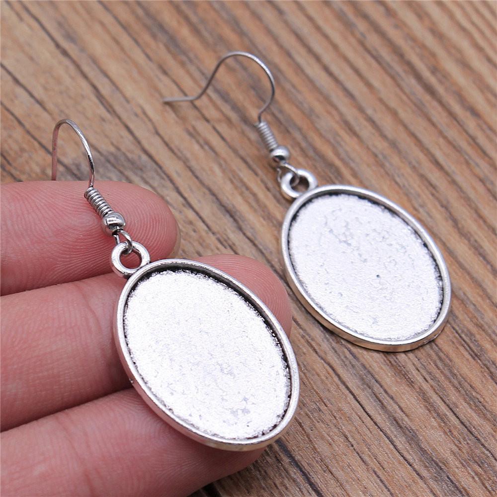 Oval Ear Hook Glass Cabochon Base Setting Tray Drop & Dangle Earring Women's Jewellery Party Boho Findings & Components