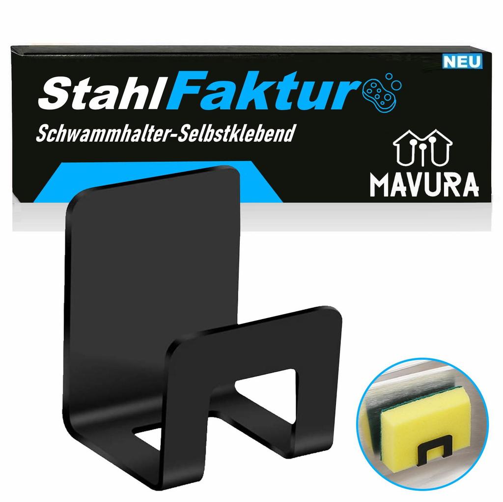 StahlFaktur Stainless Steel Sponge Holder Kitchen Wall Hook Organizer Self-adhesive