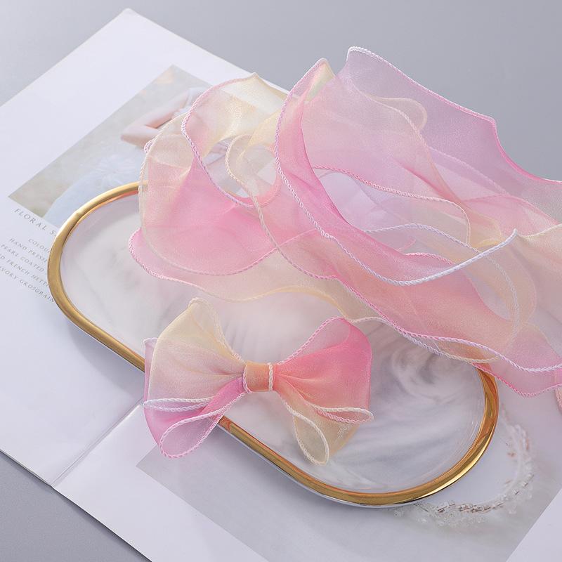 Рыбий хвост пряжа лента букет упаковочный материал радужного цвета кружевной хвост пряжа лента волна шифон пряжа подарочный ремешок