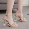 Comemore Women's High Heels Sexy Sandal Women Stiletto Heel Slingback Shoes Woman Summer 2025 Rhinestone Plus Size 42 43