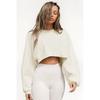 Womens Cropped Crew Neck Sweatshirt Loose Long Sleeve Athletic Top Workout Running