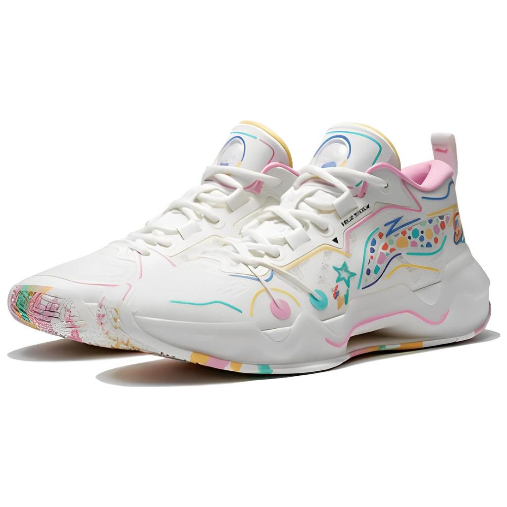 Баскетбольные кроссовки Li Ning Disney X Blade 2 Low из искусственной кожи, прочные и легкие, мужские, белые, розовые, ABAS103-1