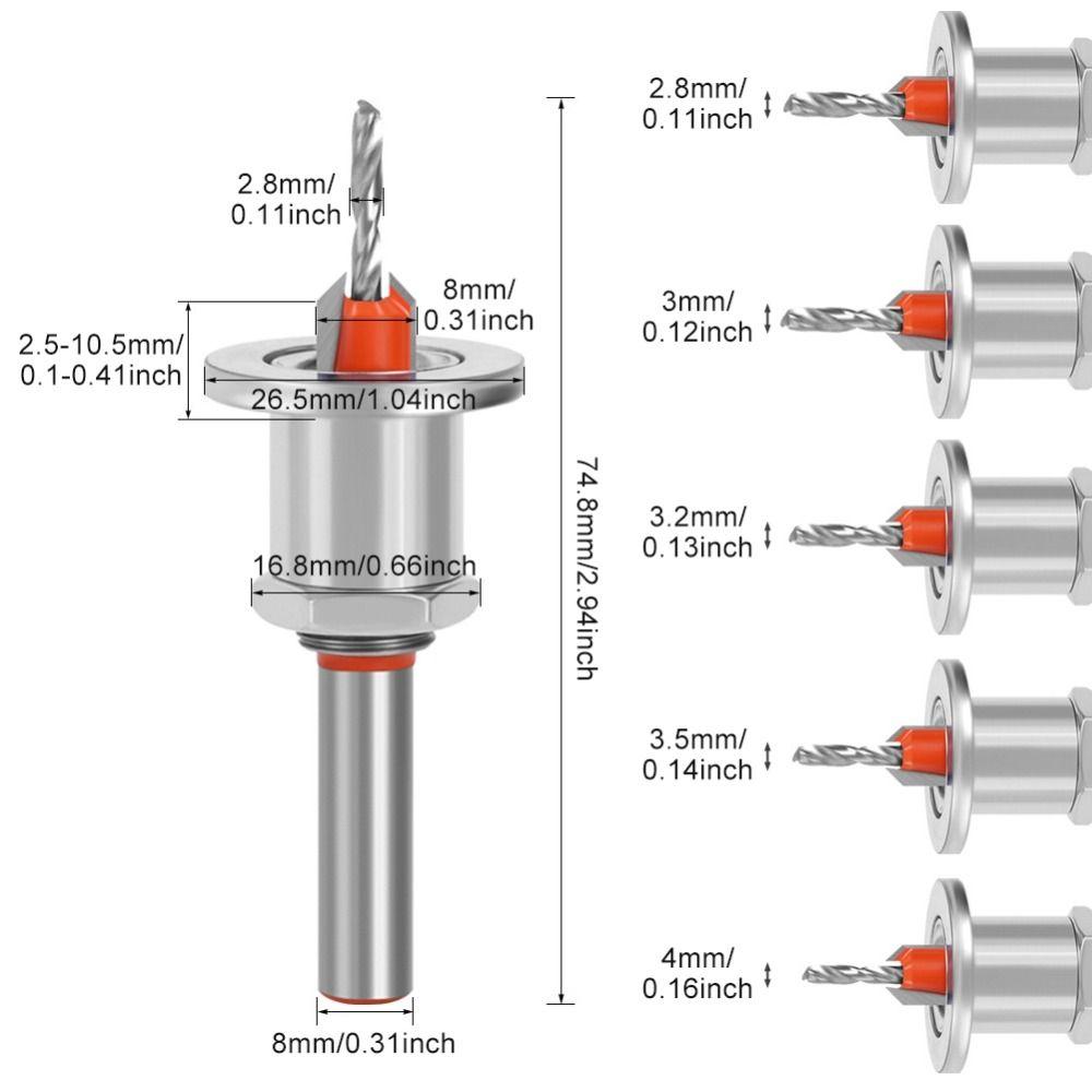 Adjustable Shank Countersink Drill Bit Wear Resistant Chamfer Tool  Screw Chamfer