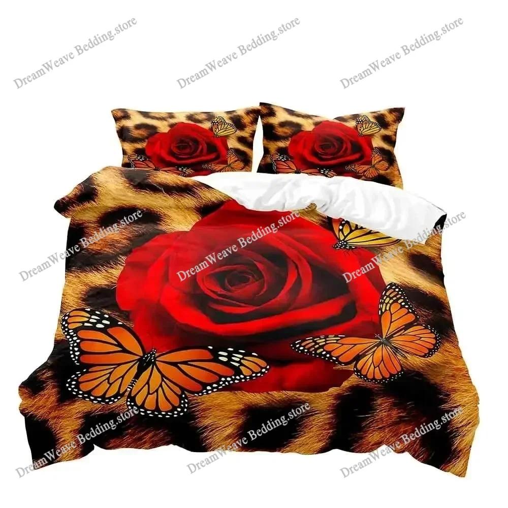 Leopard Duvet Cover Queen Bedding Sets, Black Luxury Comforter Quilt Cover,Fashion Cheetah Print Gifts for Men Women Luxury Gift