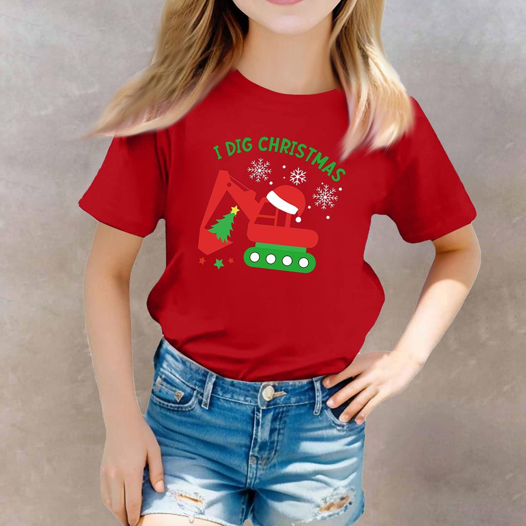Christmas Day Toddler Girl Boy T-Shirts Kids Top Boys And Girls Printed Short Sleeved T-shirt