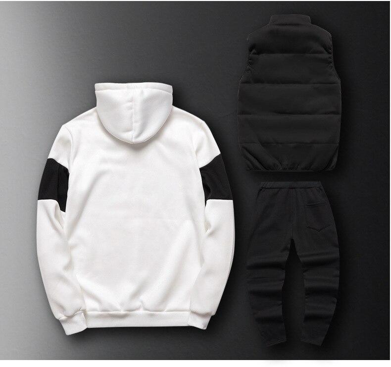 Зимний толстый теплый спортивный костюм для мужского комплекта с принтом, комплект из 3 предметов, повседневный мужской спортивный костюм, одежда