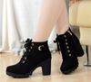 New Spring Winter Women Pumps Boots High Quality Lace-up European Ladies Shoes PU High Heels Boots Fast Delivery