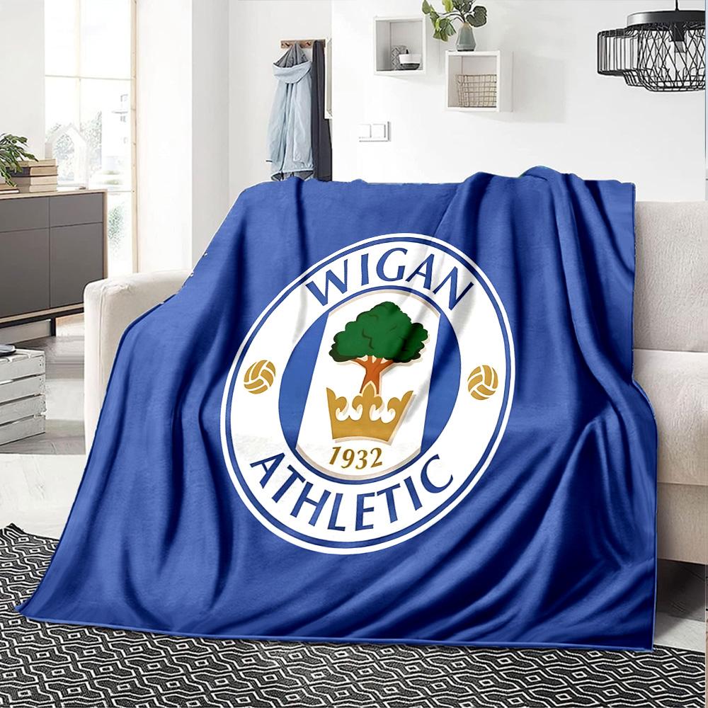 Wigan Crest Flannel Blanket, Soft Polyester, Modern Design, All-Season for Camping, Travel, Gifts for holidays or birthdays