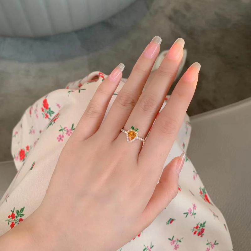 Легкие роскошные кольца в форме моркови для женщин, сладкие, инкрустированные желтыми драгоценными камнями, романтические помолвочные украшения, подарок девушке