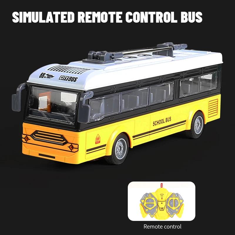 1/30 Rc School Bus High Speed Car 4Ch Lights Tour Bus Model Remote Control Double Decker Sightseeing Vehicle Kids Toys Gifts