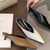 Pu Material Womens Elegant Pointed Toe Mid Heels For Office And Casual Outings