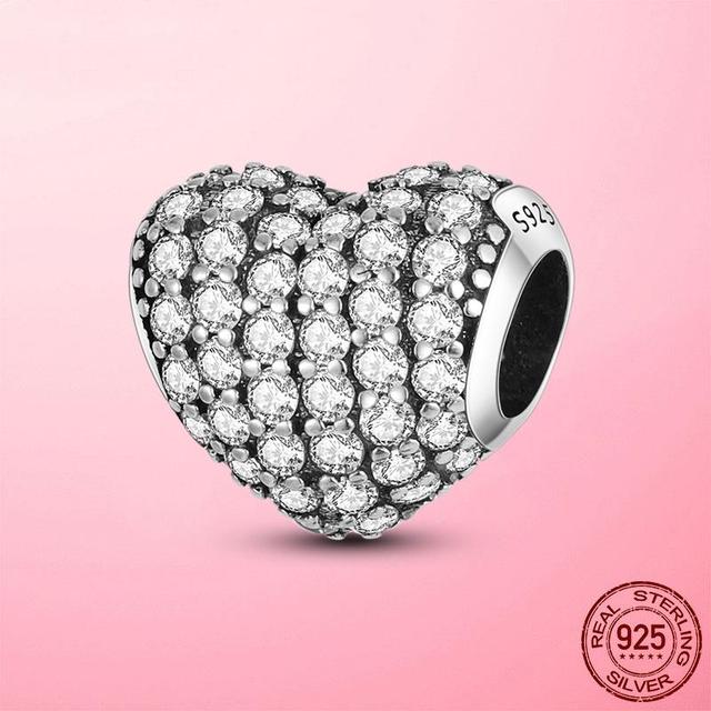 925 Sterling Silver O Pendant Love Heart Snake CZ Clip Charm Beads Fit Original Women Bracelet Bangle Silver 925 Jewelry