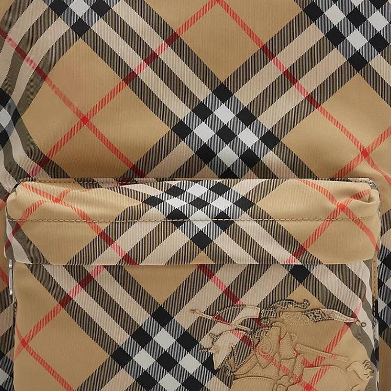 Burberry Двусторонняя молния Передний карман Украшенный Дизайн Рыцаря в Экипировке Полиэстер Рюкзак Маленький Мужской Рюкзак Бежевый 81023541