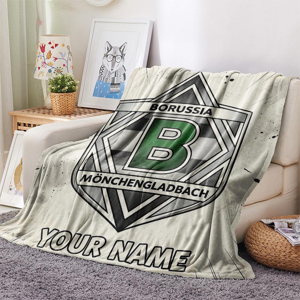 Custom Name Borussia Monchengladbach Flannel Blanket, High quality Comfortable for All Seasons, Home Decor, Warmth and Comfort