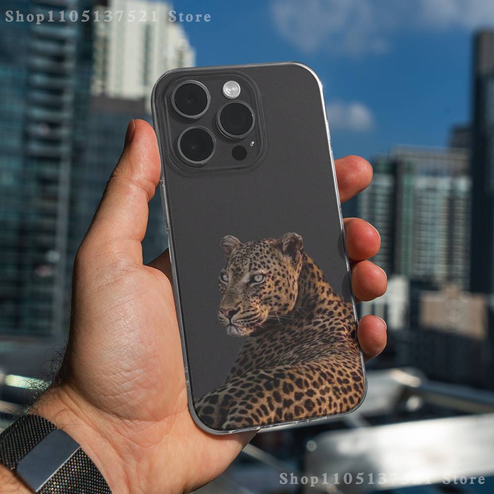 Cool Leopard Leopard Print Phone Case For iPhone 17,16,15,14,13,12,11 Pro,Max,Plus,XR,Mini,E Clear Full-coverage Soft Cover