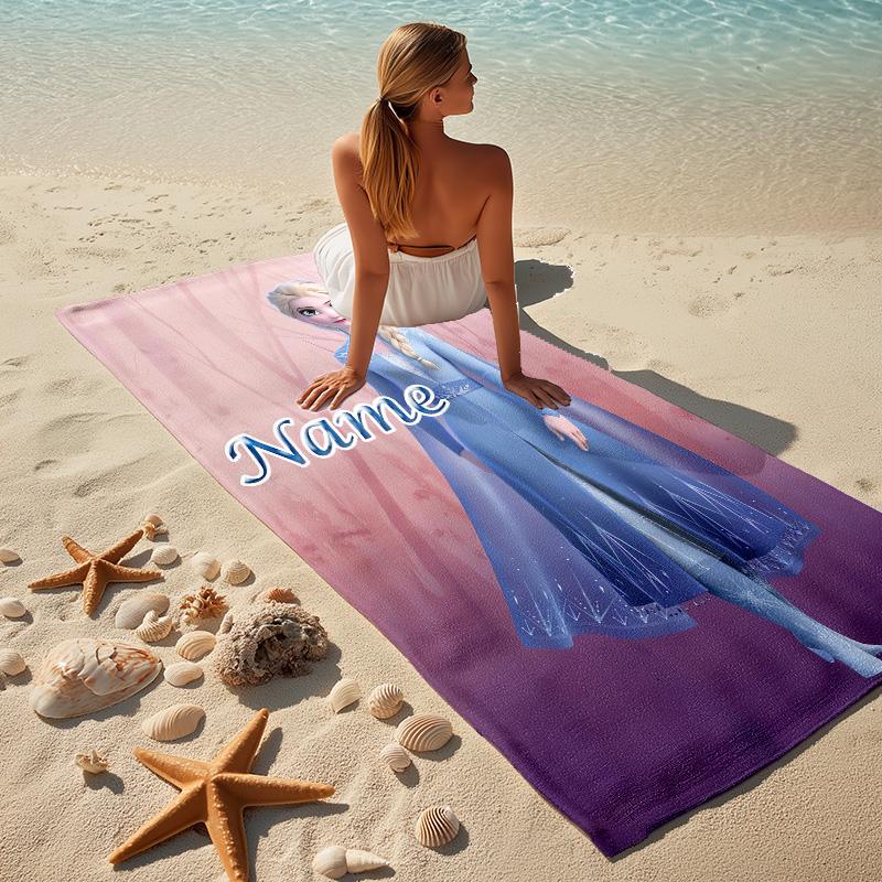 Custom Name Princess Fantasy Stylish Digital Printing Beach Towel Quick‑Drying Absorbent Blanket for Beach Pool Gym Travel