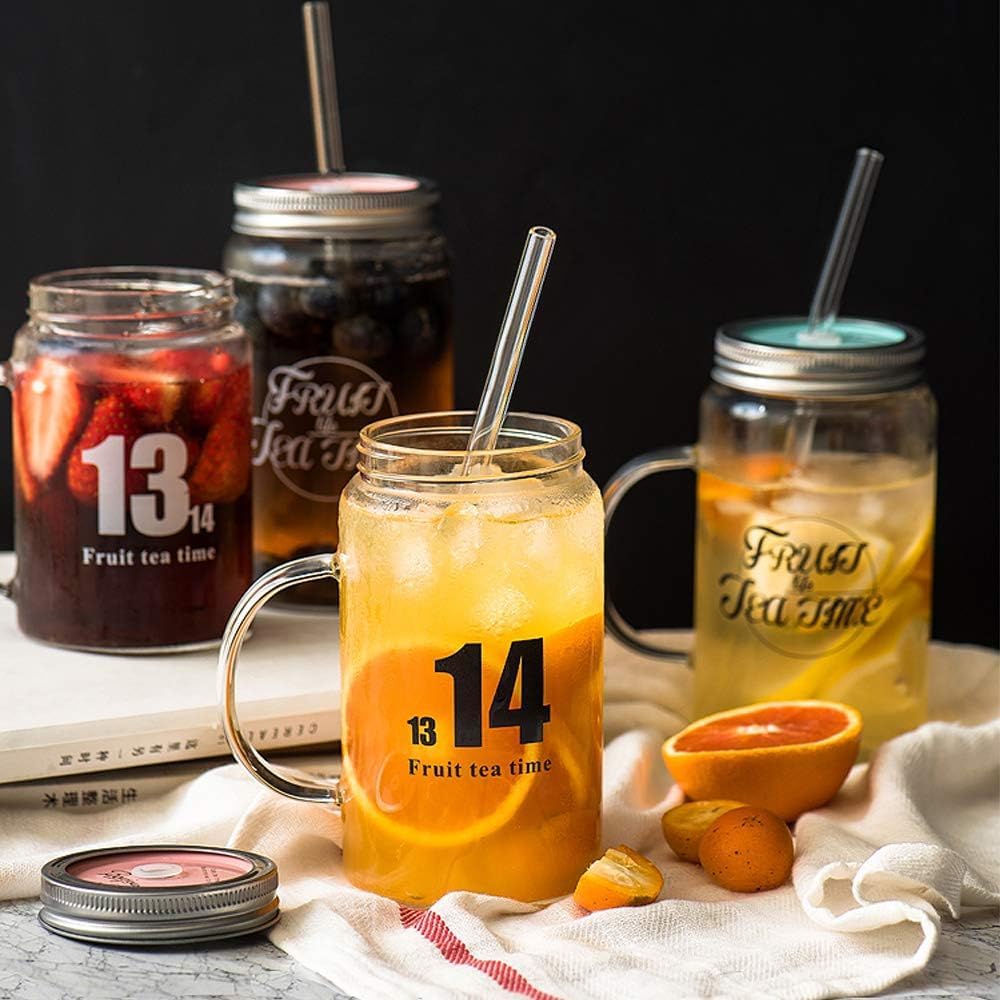 ALINK Skinny Clear Glass Straws, 10.5" x 7 mm Long Reble Drinking Straws for 30 oz 20 oz RTIC/YETI Stanley Tumblers, Mason Jars, Pack of 8 with 2