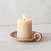 Minimalist Round Ceramic Candle Plate Retro Style with Handle Candlelight Stand Decorative Candle Holder Living Room