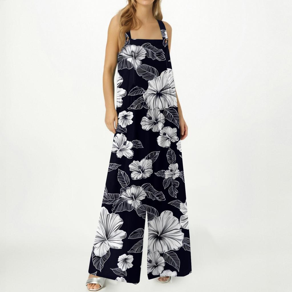 Женский комбинезон с принтом, повседневный свободный комбинезон