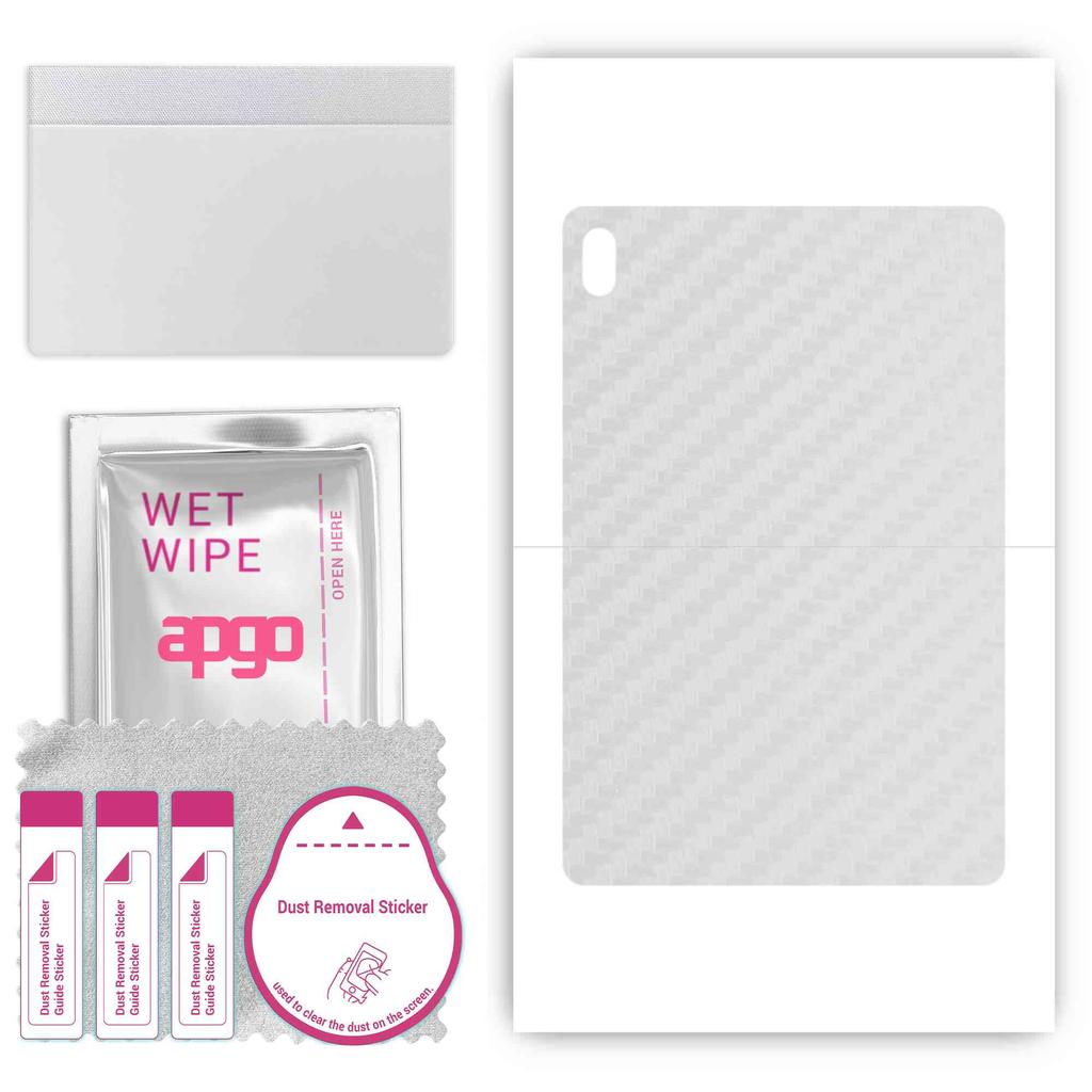 apgo Protective Skin Sticker for the back compatible with Samsung Galaxy Tab S6, Wrap Film, Foil, Vinyl - Pattern Transparent Carbon