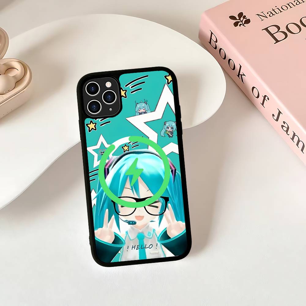 Милый H-Хацунэ Мику Магнитный Беспроводной Чехол Для Телефона Для IPhone 17 16 15 14 Plus 13 12 11 Pro Max