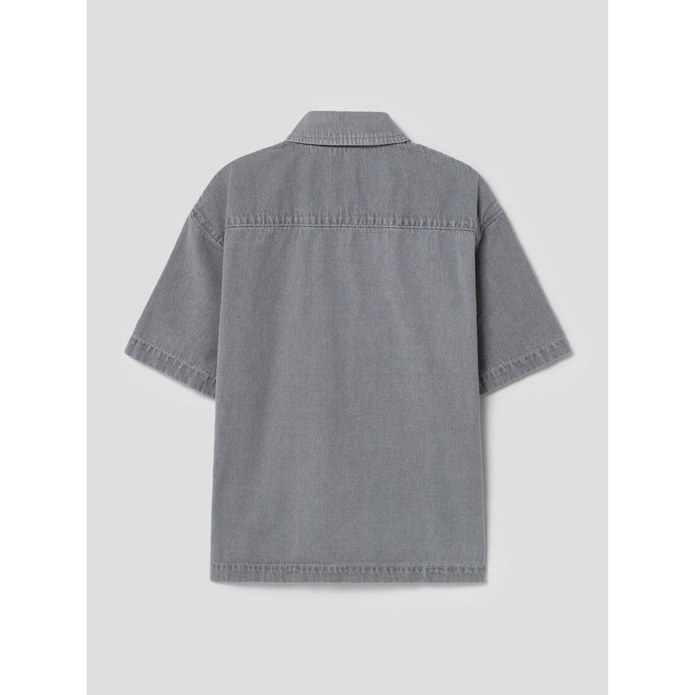 8SECONDS Loose Fit Washed Short Sleeve Denim Shacket Sky Blue (264765Fphq)