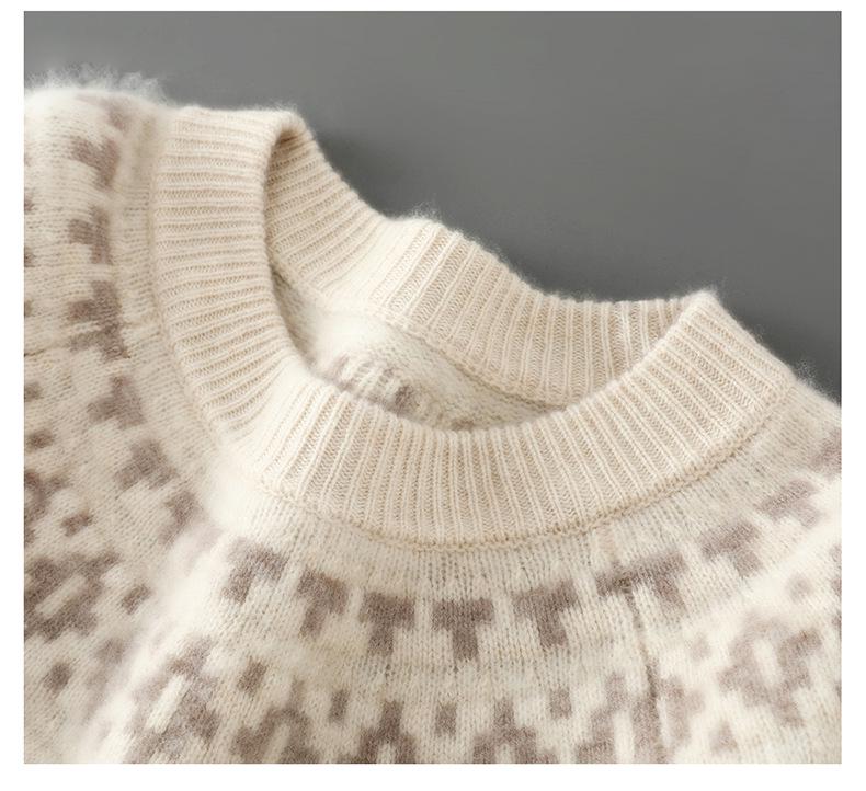 Мужской пуловер Fair Isle с круглым вырезом, 100% шерсть, для осени/зимы 2025 - С длинным рукавом, молодежный, модный дизайн
