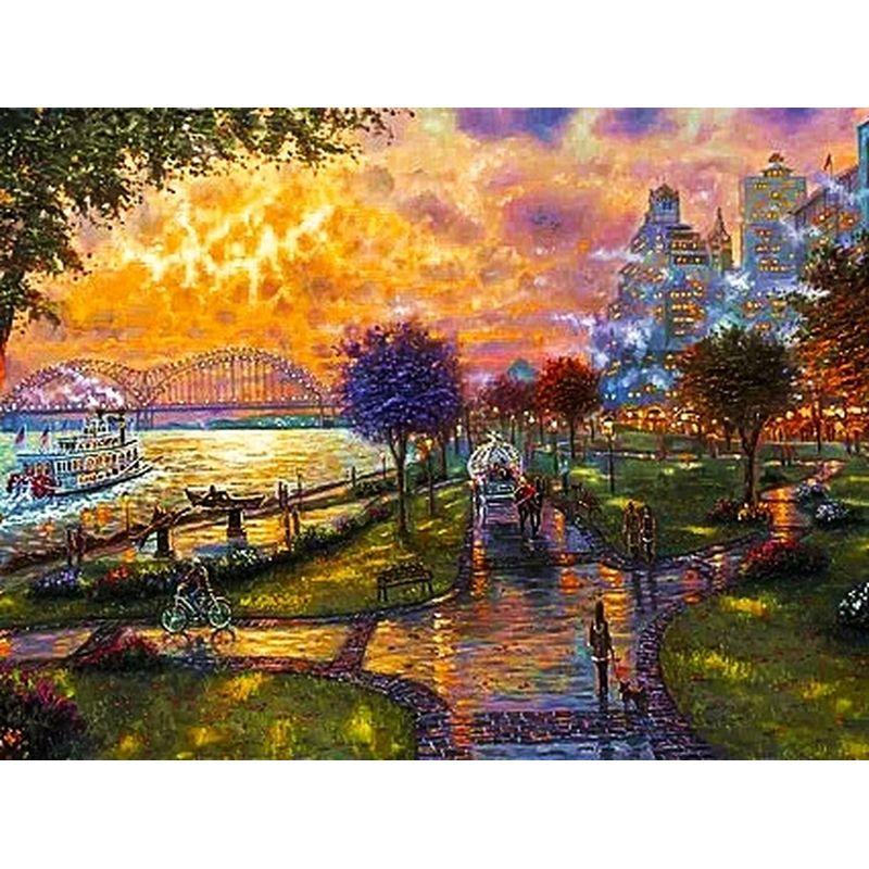 Алмазная вышивка Городской пейзаж Алмазная картина Мозаика Полный квадрат Круглый пейзаж Дрель Стразы Картина Искусство