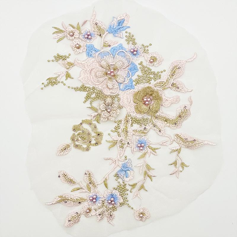 1 шт. кружевная ткань отделка сетчатый воротник для свадебного платья костюмы кружевные цветы нашивка DIY аксессуары 33X26CM