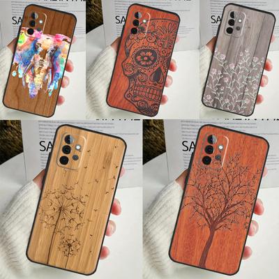 Чехол с рисунком из натурального бамбука и дерева для Samsung Galaxy A54 A34 A14 A13 A33 A53 A12 A32 A52 A71 A51 A15 A25 A35 A55