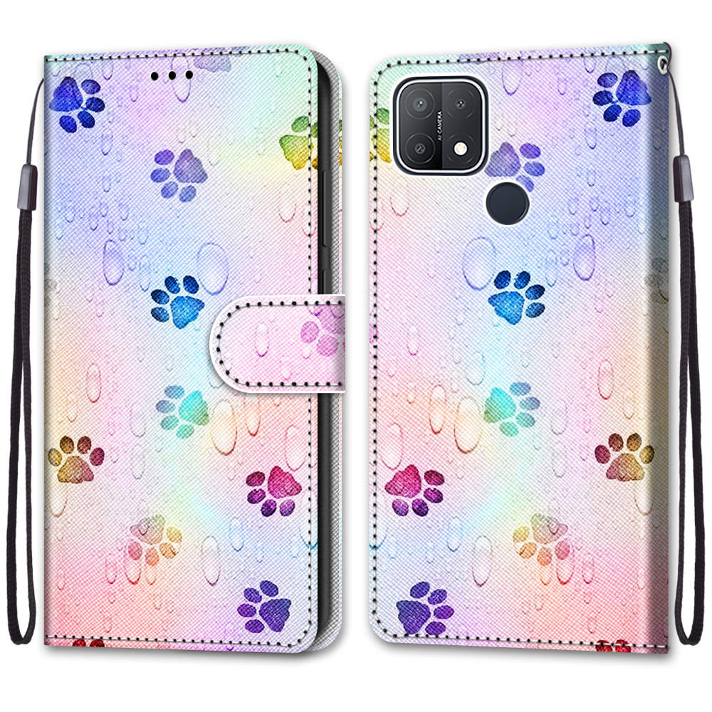 Fashion 3D Painted Pattern Phone Cover Lanyard Flip Leather Case For iPhone Huawei Honor OPPO Realme OnePlus