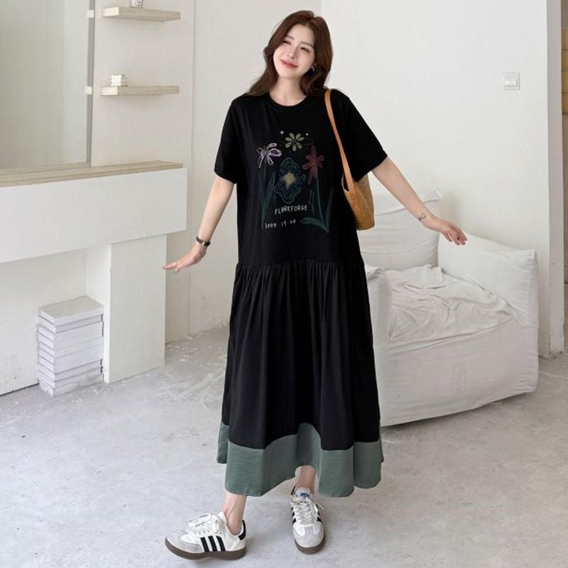 Новое хлопковое винтажное платье с цветочным принтом больших размеров с коротким рукавом для женщин, повседневное свободное длинное летнее платье