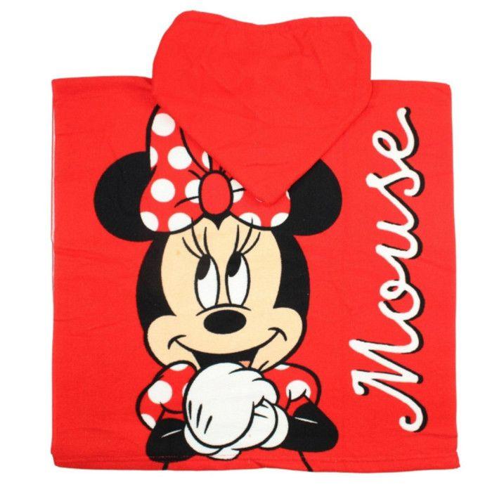 Poncho - Cape De Bain - Disney - Minnie - 100% microfibre - 100 x 50 cm - rouge - Couleur:Rouge Taille:Taille Unique - Rouge