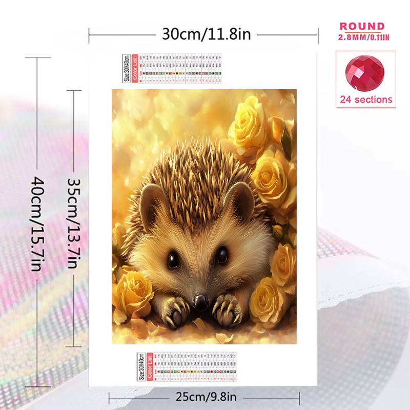 Roses and hedgehog Pattern 3pcs 100% Round Full Drill 5D DIY Diamond Painting Embroidery Cross Stitch Rhinestone Décor