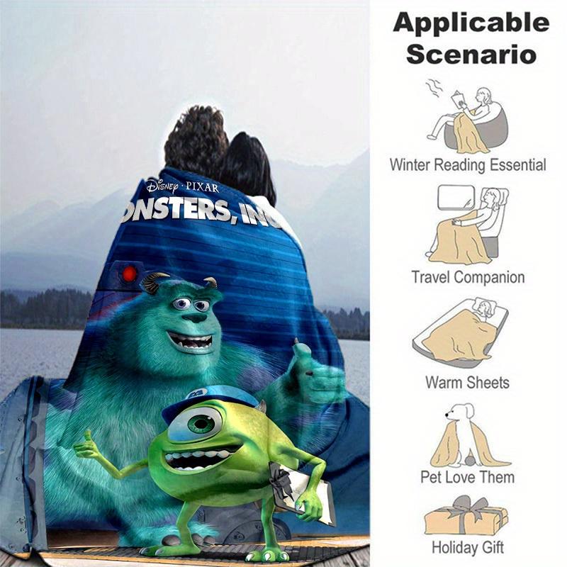 1PC Cartoon Monster Inc. Blanket - Seasonal Universal, Home Decoration, Soft Flannel Throw Blanket - Versatile & Cozy for Bedroom, Living Ro