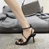 Sexy Lace Bowknot Stiletto High Heels Sandals Women Summer Square Open Toe Ankle Strap Dress Sandals Woman Elegant Party Shoes