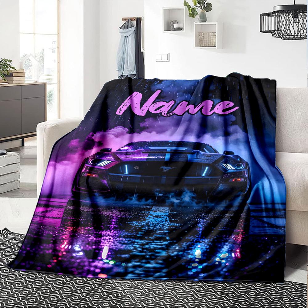 Custom Name Racing Theme Printed Blanket - Perfect for Couch, Bed, Travel & Outdoor Use | Machine Washable, Cozy & Durable.