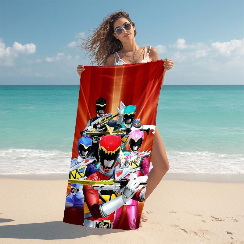 1Pc Power Rangers Teamup Beach Towel Microfiber Beach Towel Thin Absorbent For Beach Swimming Yoga Bath Sports 0917261