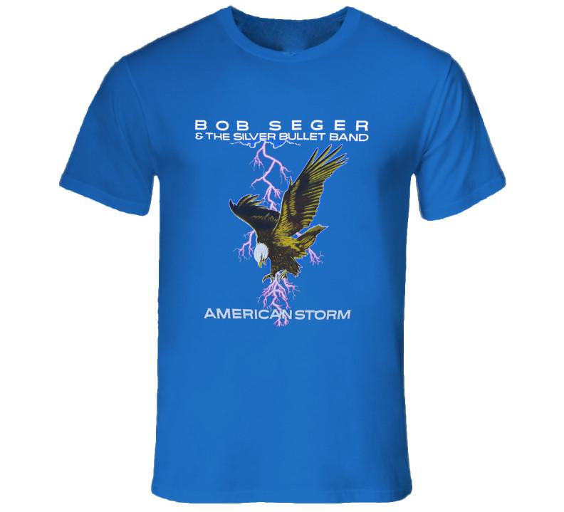 Bob Seger & The Silver Bullet Band American Storm Tour Cotton Blue Shirt BT175
