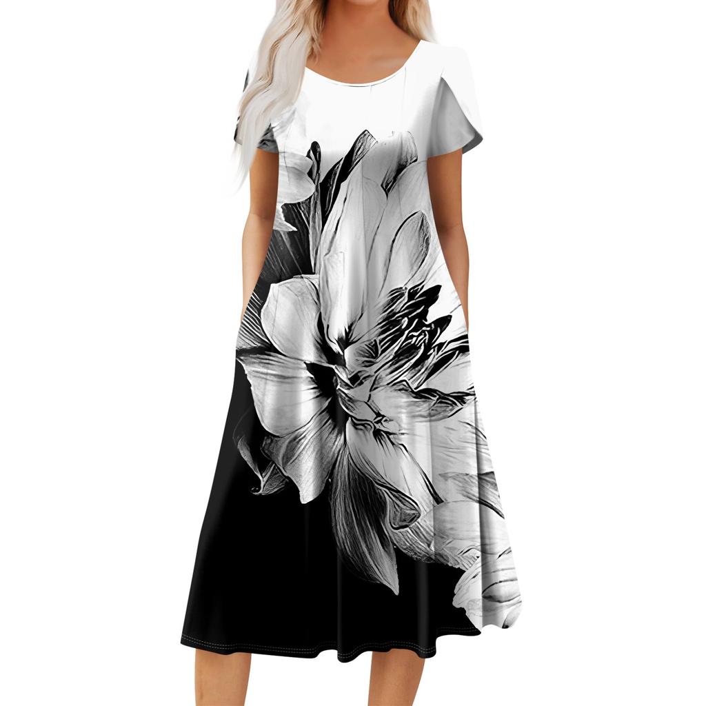 Женское повседневное модное платье миди с круглым вырезом и коротким рукавом, модное свадебное платье для гостей