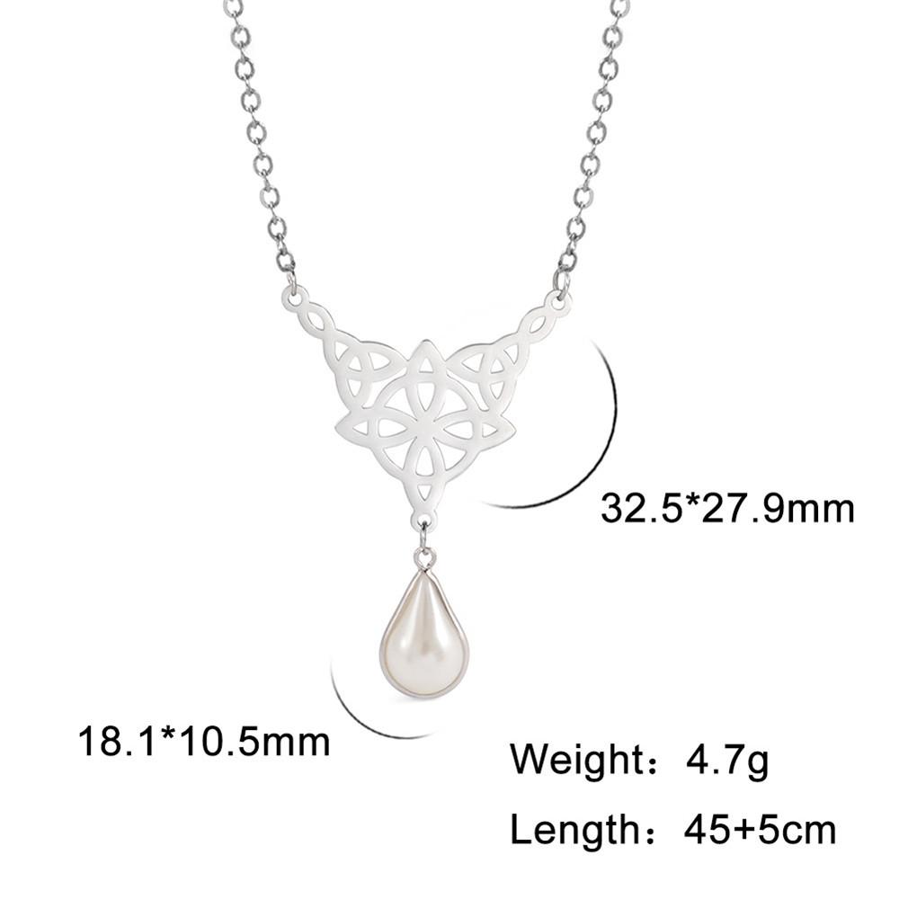 Xiaomi Skyrim Triquetra Irish Knot Wicca Pendant Necklace Crystal Water Drop Neck Chain Choker Women Stainless Steel Witch Knot Jewelry
