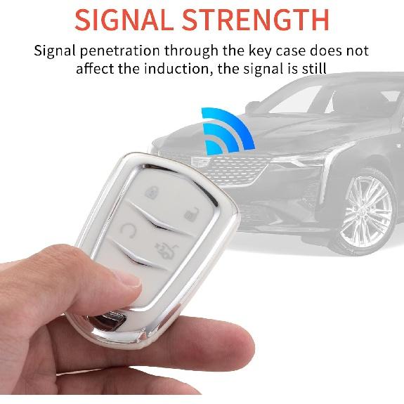 Чехол-брелок Cadillac с брелком, защитный чехол для ключей из мягкого ТПУ, подходит для Cadillac Escalade CTS SRX XT5 ATS CT6, 5 кнопок, смарт-ключ