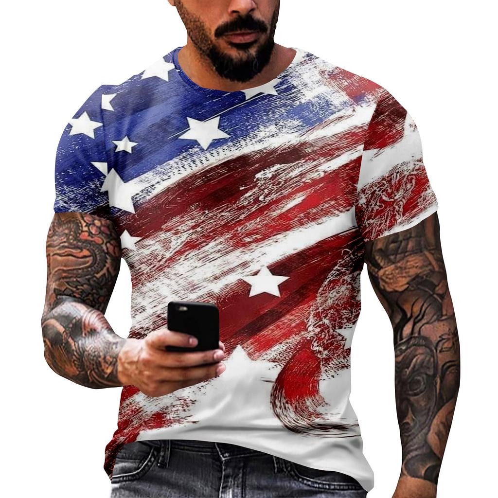 Принт «День независимости» — мужская повседневная футболка с круглым вырезом и короткими рукавами