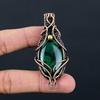 Малахитовый драгоценный камень Медная проволока Обертывание ручной работы Кулон Ювелирный подарок для нее