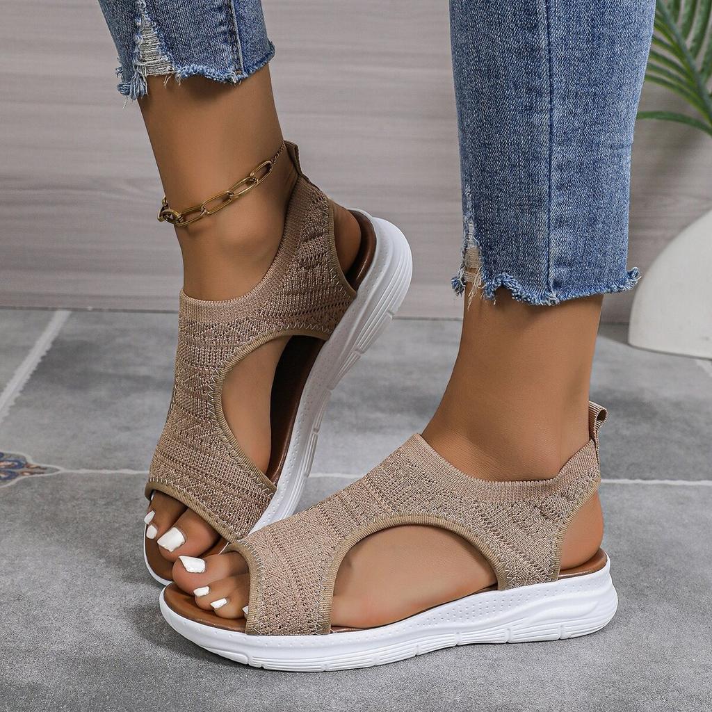 New Sandals for Women 2025 Summer New Large Size Fly-woven Thick-soled Foot Cover Fish Mouth Casual Breathable Sandals for Women
